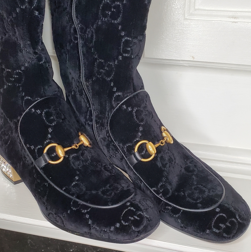 AUTHENTIC GUCCI SUEDE SIGNATURE BOOTS - Picture 3 of 13